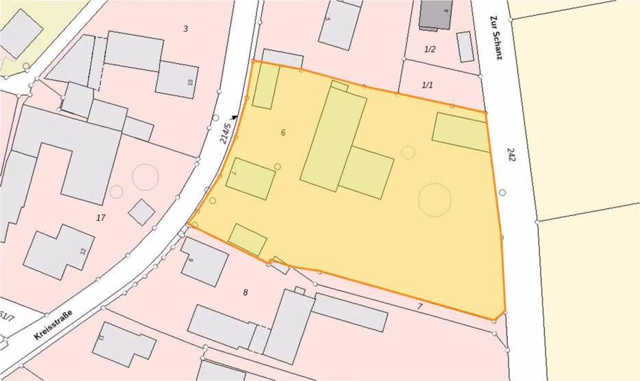 Zwangsversteigerung Einfamilienhaus in Sengenthal, Forst – Lageplan des Grundstücks mit Anordnung sämtlicher Gebäude.