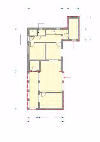 Zwangsversteigerung Einfamilienhaus in Großenhain, Zabeltitz – Schematischer Grundriss des Erdgeschosses mit Raumaufteilung und Maßangaben.