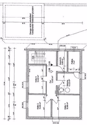 Zwangsversteigerung Einfamilienhaus in Parsberg – Grundrissplan des Erdgeschosses mit Raumaufteilung.
