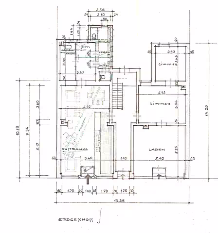 Zwangsversteigerung Wohn-/Geschäftshaus in Gelsenkirchen, Ückendorf – Grundriss des Erdgeschosses mit den beiden Gewerbeeinheiten.