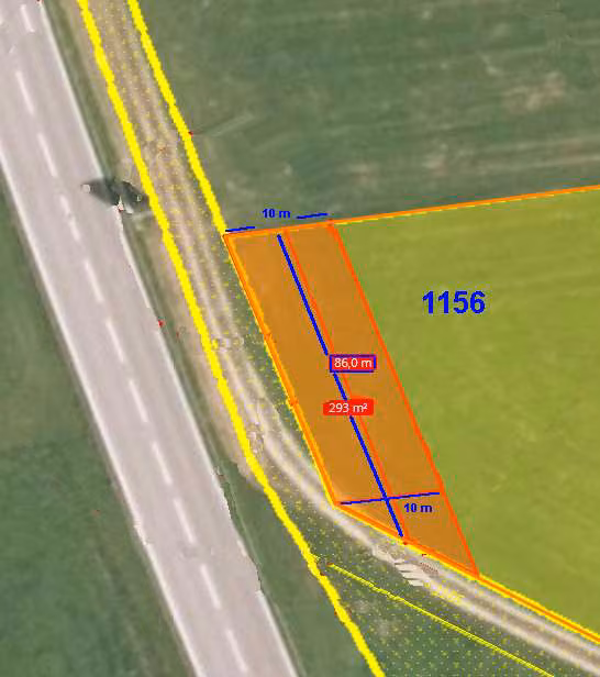 Zwangsversteigerung Landwirtschaft in Saulgrub, Wurmansau – Lageplan des Flurstücks 1156 mit Darstellung der Gasleitungstrasse.