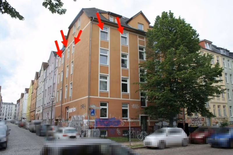 Zwangsversteigerung Eigentumswohnung in Rostock, Kröpeliner-Tor-Vorstadt – Katasterauszug mit Markierung des Flurstücks 534.