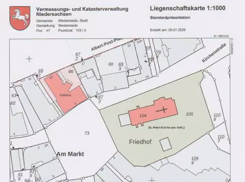 Zwangsversteigerung Wohn-/Geschäftshaus in Westerstede – Auszug aus der amtlichen Liegenschaftskarte Flur 47