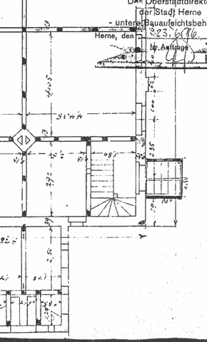 Zwangsversteigerung Einfamilienhaus in Herne, Röhlinghausen – Historischer Grundriss des Erdgeschosses laut Bauakte.