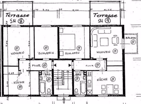 Zwangsversteigerung Eigentumswohnung in Dortmund, Dorstfeld – Grundriss Erdgeschoss Wohnung Nr. 9 mit Raumaufteilung.