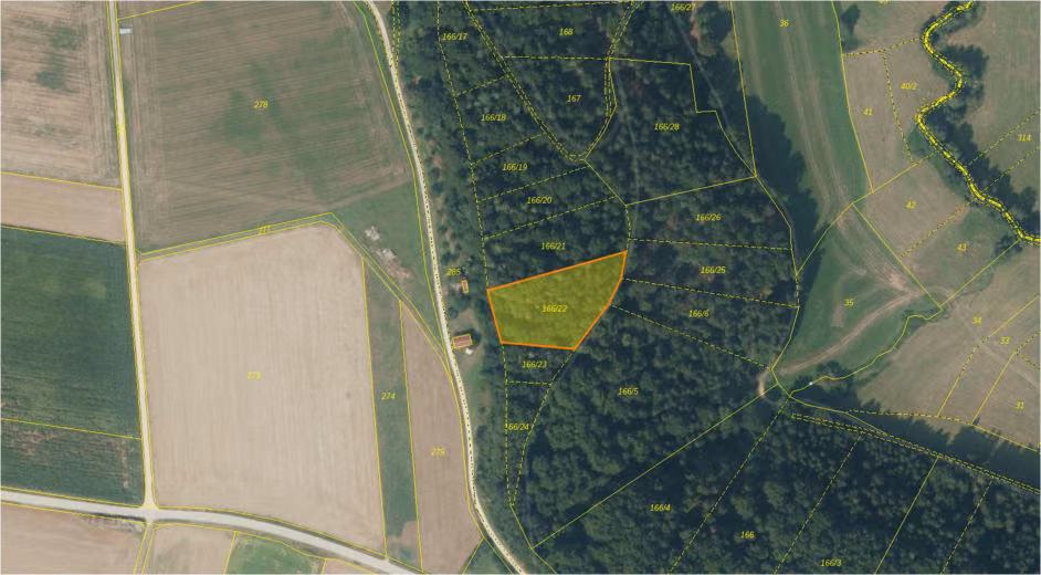 Zwangsversteigerung Landwirtschaft in Dietfurt an der Altmühl, Unterbürg – Luftbildaufnahme des bewaldeten Grundstücks und der Umgebung.