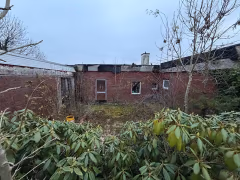 Zwangsversteigerung in Hinte, Suurhusen – Rückansicht des Hauptgebäudes mit Gartenbereich