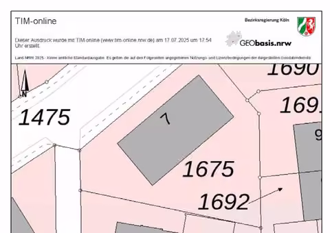 Zwangsversteigerung Zweifamilienhaus in Unna, Massen – Flurkarte mit Lage der Bauteile 1 und 2 auf Flurstück 270.
