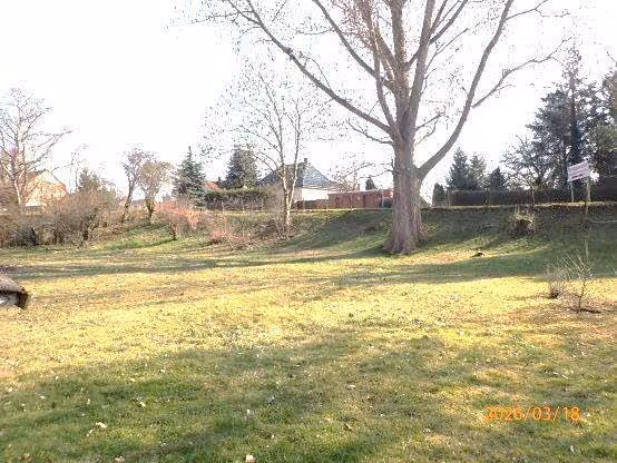 Zwangsversteigerung Einfamilienhaus in Schkopau, Wallendorf – Ansicht des Blockbohlenhauses aus Holz mit Blick nach Nordwesten