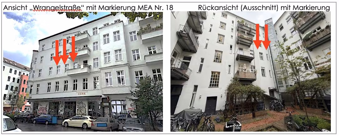 Zwangsversteigerung Eigentumswohnung in Berlin, Kreuzberg – Teilgrundriss des 2. Obergeschosses mit Kennzeichnung der Wohnung Nr. 18.