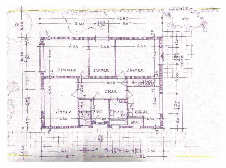 Zwangsversteigerung in Hamburg, Rahlstedt – Archivgrundrisse des Kellers und des Erdgeschosses aus der Bauakte.