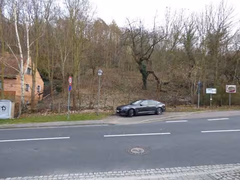 Zwangsversteigerung Grundstück in Nossen – Ansicht des Grundstücks von der Dresdner Straße mit Böschung und Bewuchs.